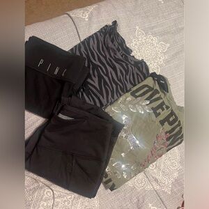 VS PINK set zebra Tee Leggings S Like New